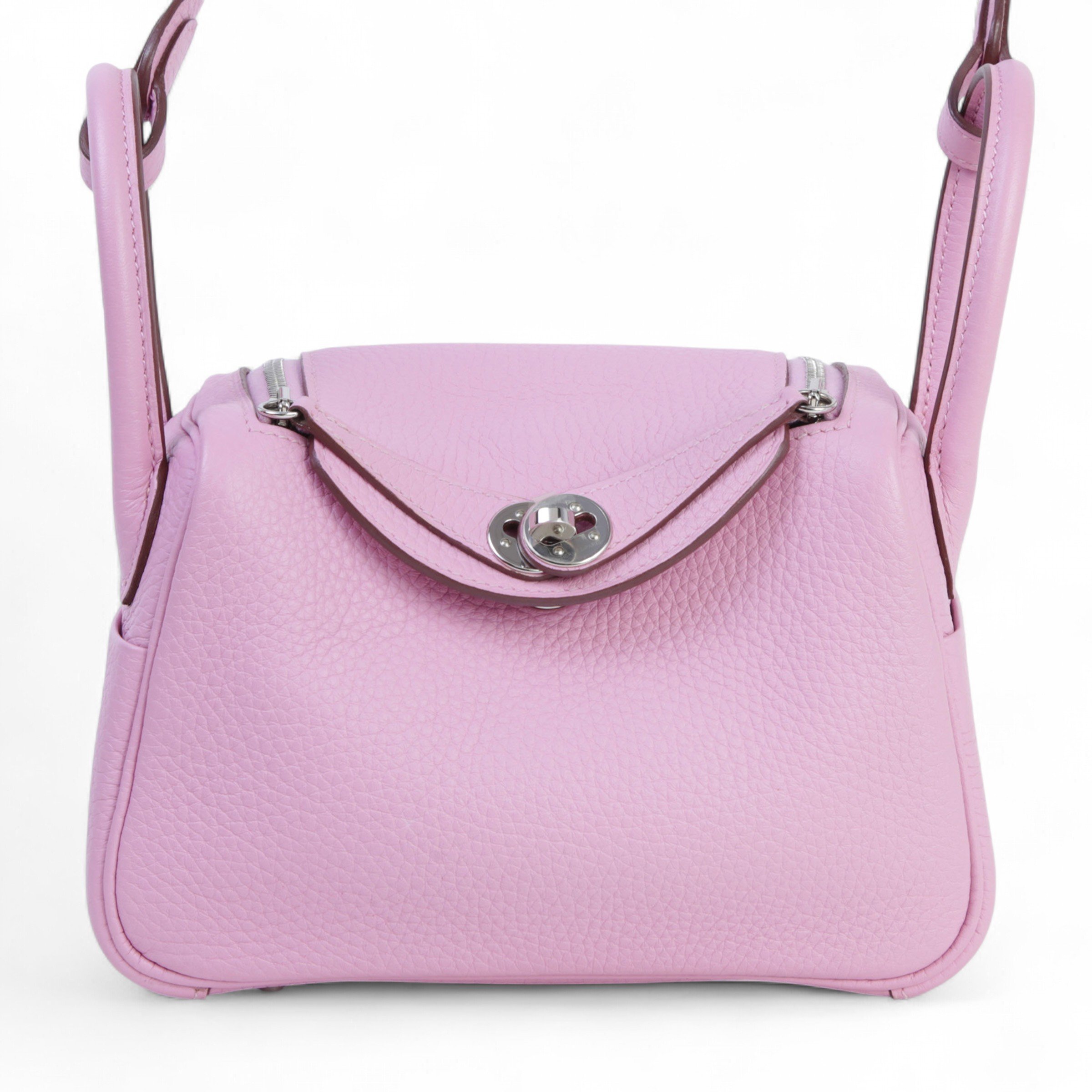 Hermes Very Good ( Rank A) HERMÈS Mini Lindy Mauve Sylvestre (X9) Clemence Palladium hardware Z (2021)