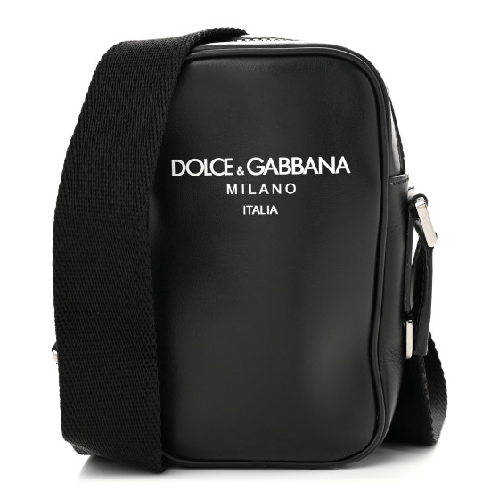Dolce & Gabbana Calfskin Logo Crossbody Bag Black