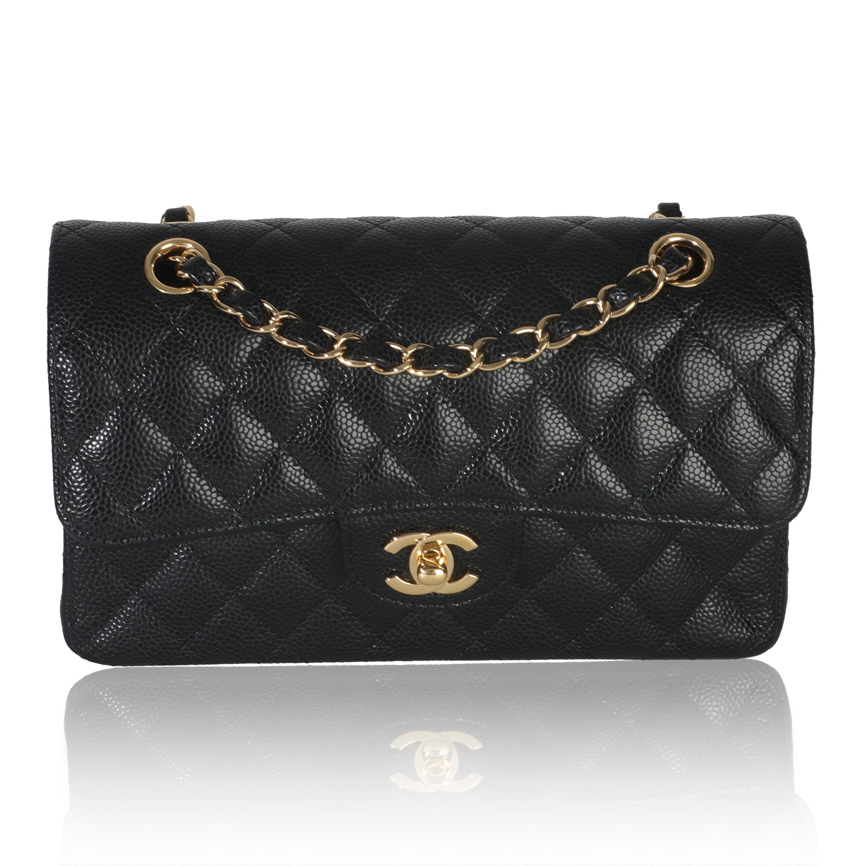 Chanel Black Quilted Caviar Small Classic Double Flap Bag