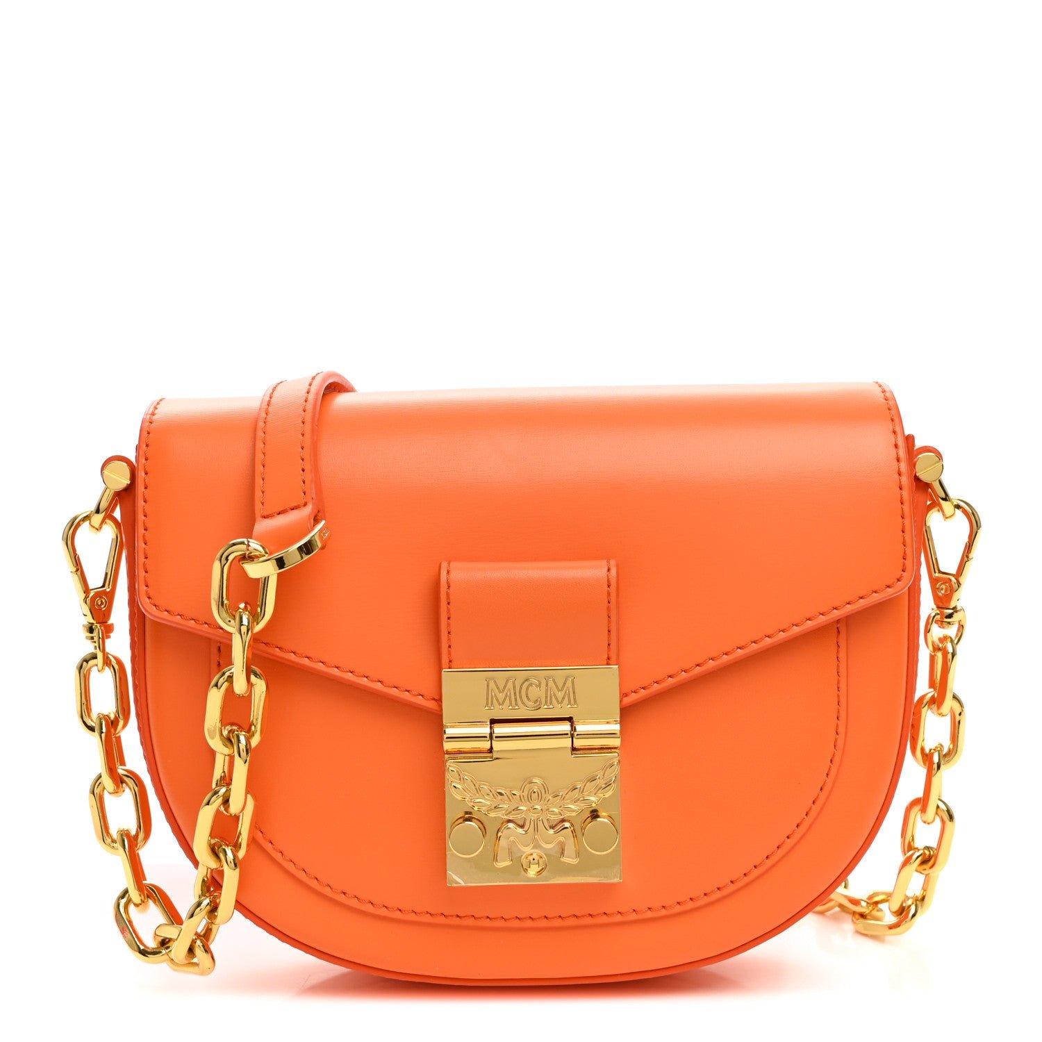 MCM Calfskin Mini Patricia Crossbody Bag Orange