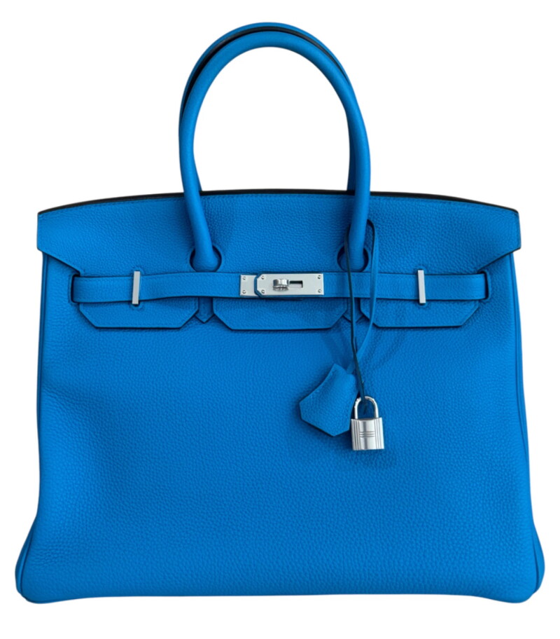 Hermes Bleu Zanizibar and Malachite Verso Epsom Birkin 35 Palladium Hardware, 2017