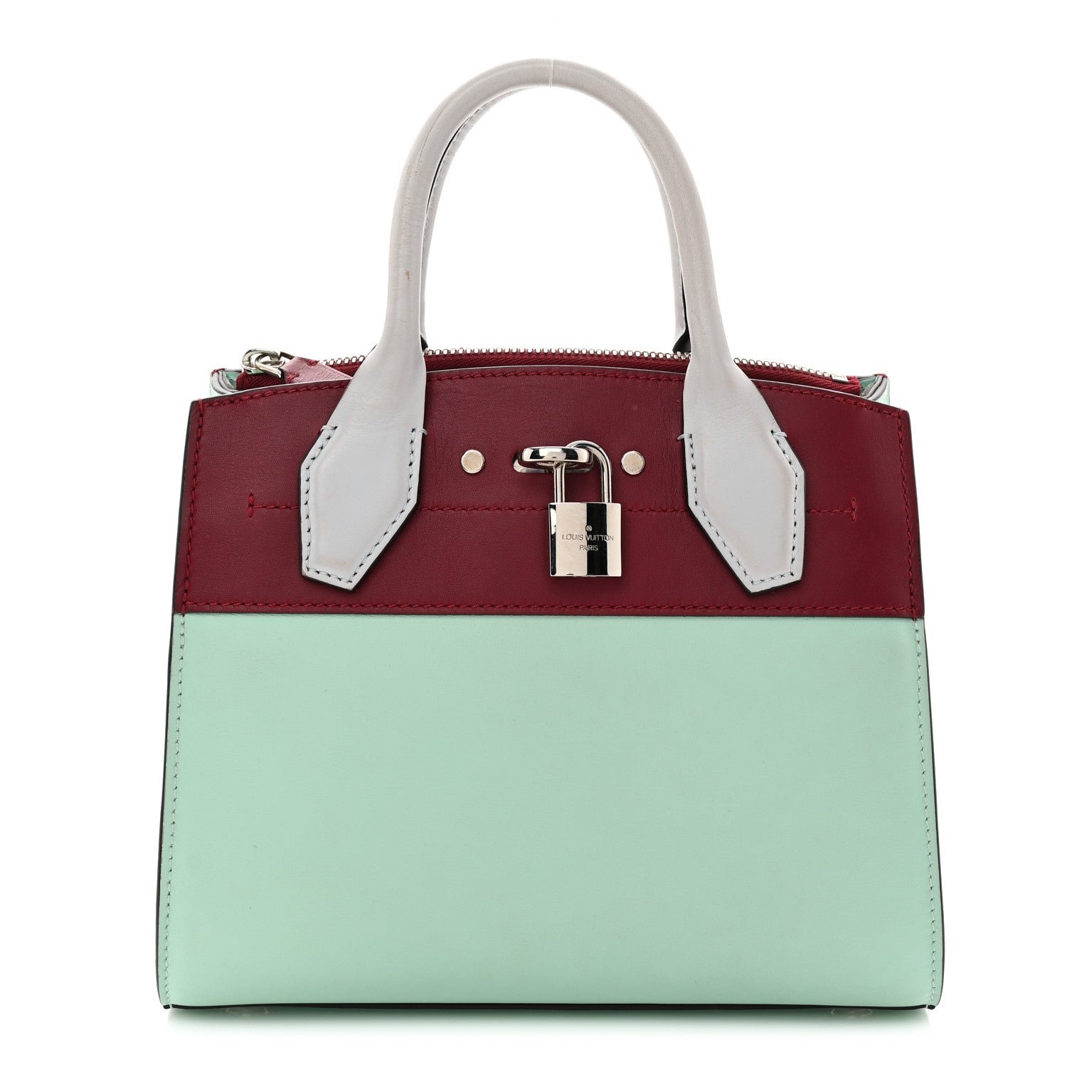 Louis Vuitton Calfskin City Steamer Mini Gris Burgundy Light Green