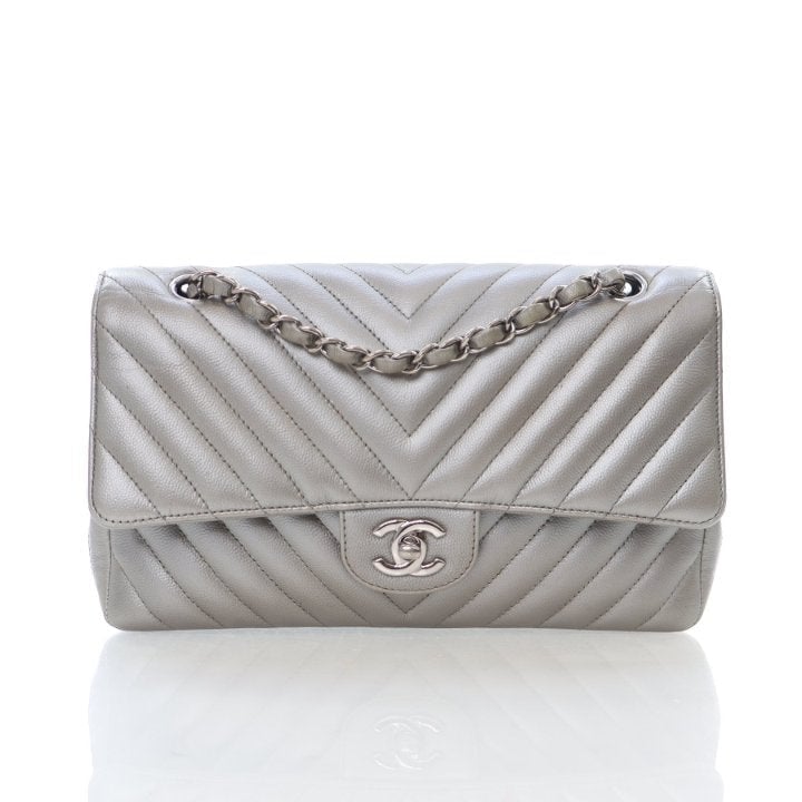 Chanel Medium Caviar Chevron Classic Double Flap Bag