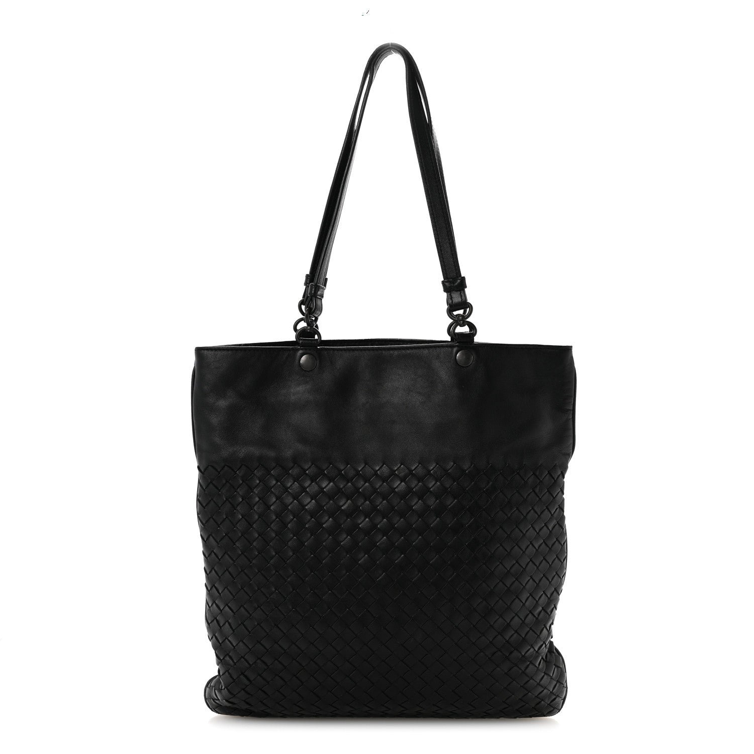 Bottega Veneta Nappa Intrecciato Flat Shoulder Bag Black