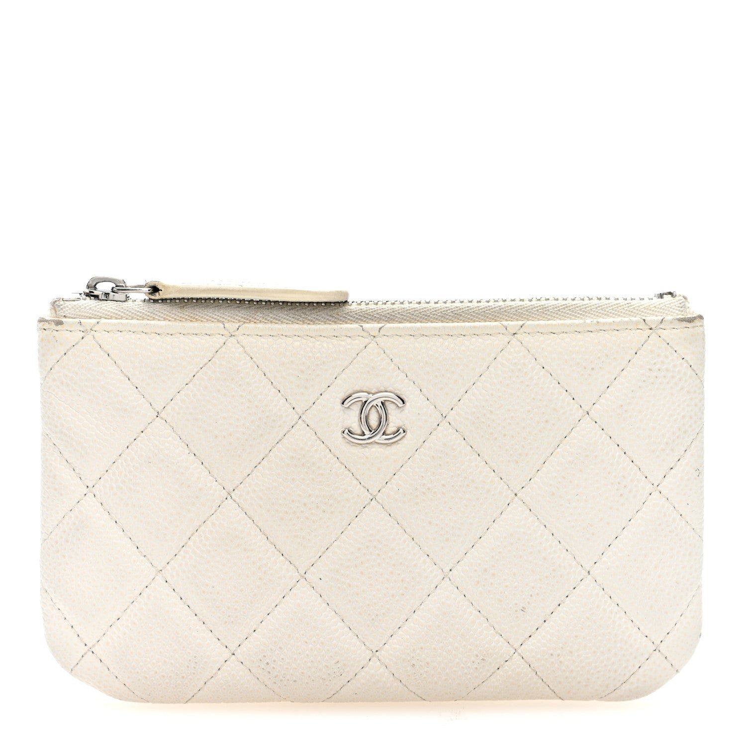 Chanel Caviar Quilted Small Cosmetic Case White