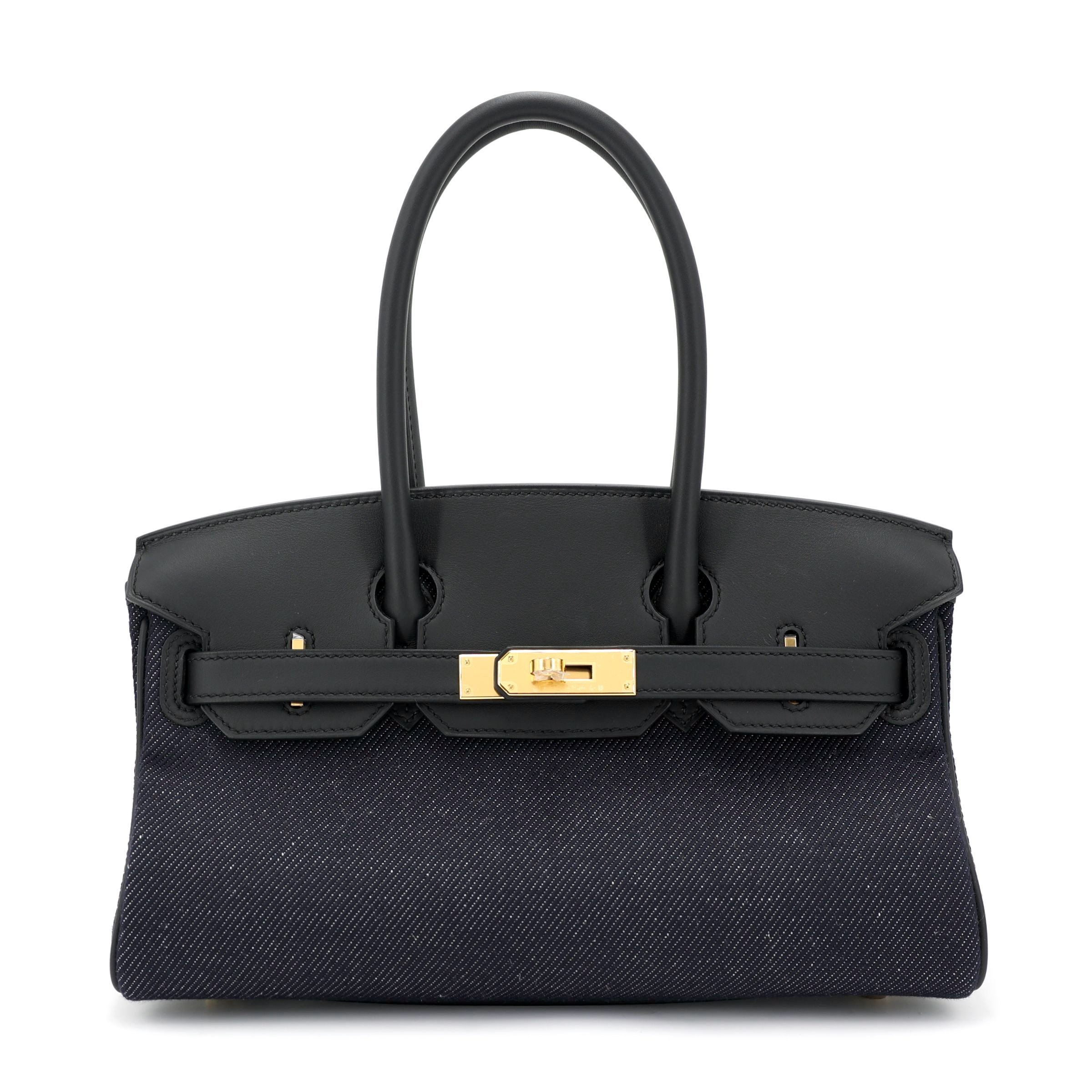 Hermes Brand New ( Rank N ) HERMÈS Birkin Shoulder Light 29 Bleu Indigo (76) Black (89) Toile Jean canvas Swift Gold hardware K (2025)