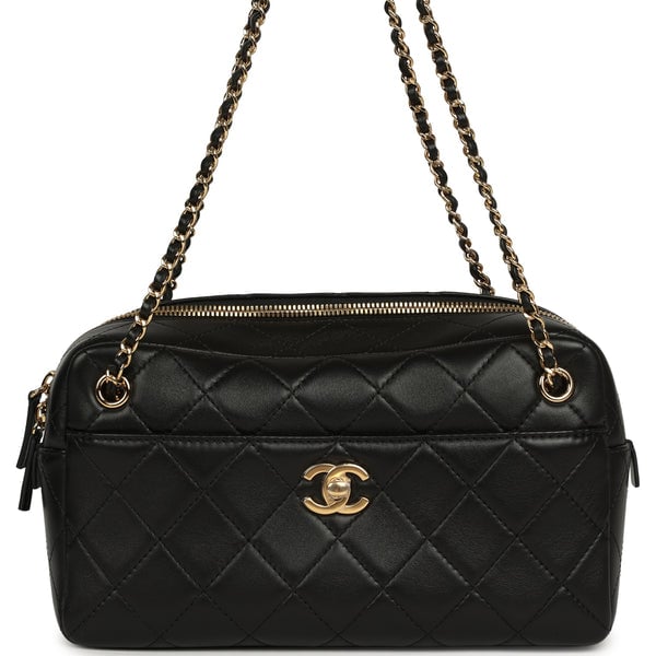 Chanel Small "Camerissimo" Camera Case Black Lambskin Gold Hardware