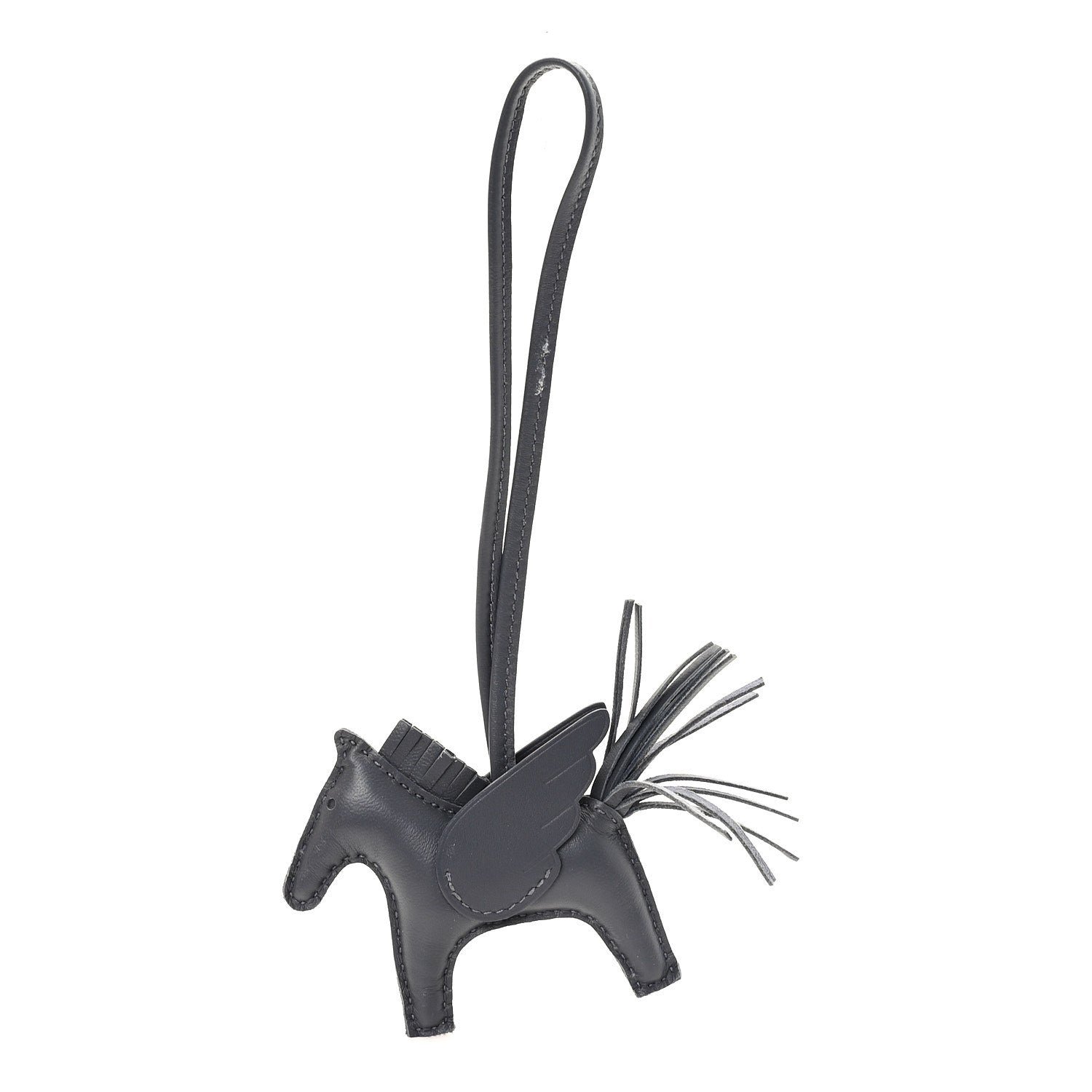 Hermes Milo Lambskin Grigri Rodeo Pegase Horse Bag Charm PM Ardoise