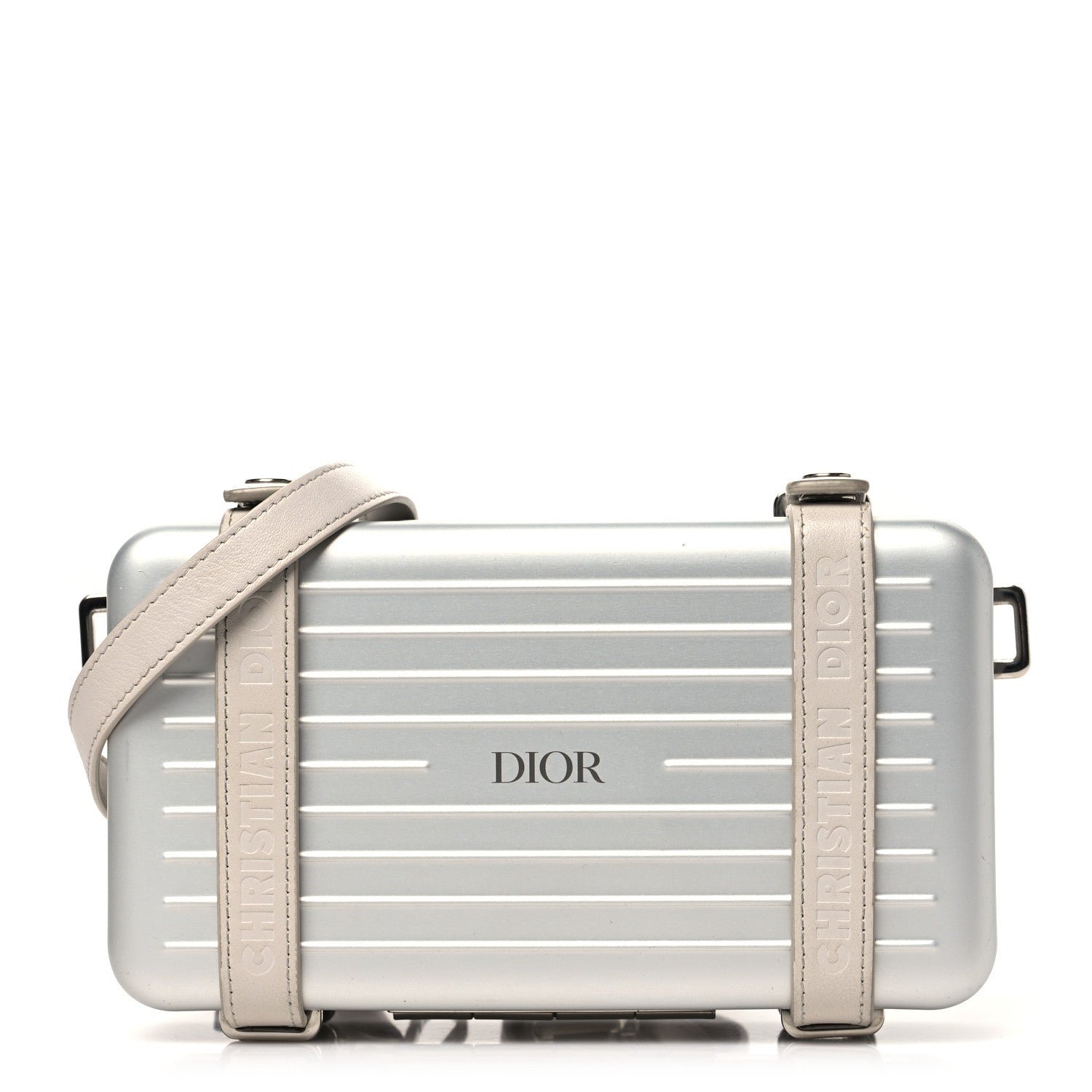 Dior X RIMOWA Aluminum Personal Clutch On Strap Silver