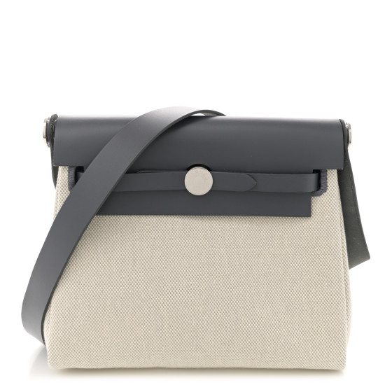 Hermes Military Toile Vache Hunter Herbag Zip Retourne 20 Ecru Ardoise