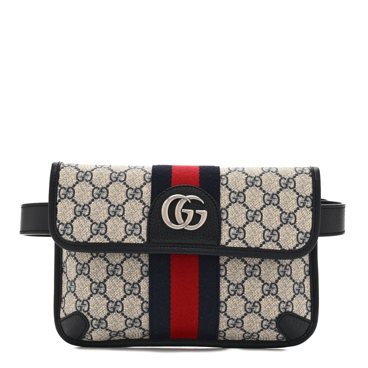 Gucci GG Supreme Monogram Web Small Ophidia Belt Bag 90 36 Beige Navy