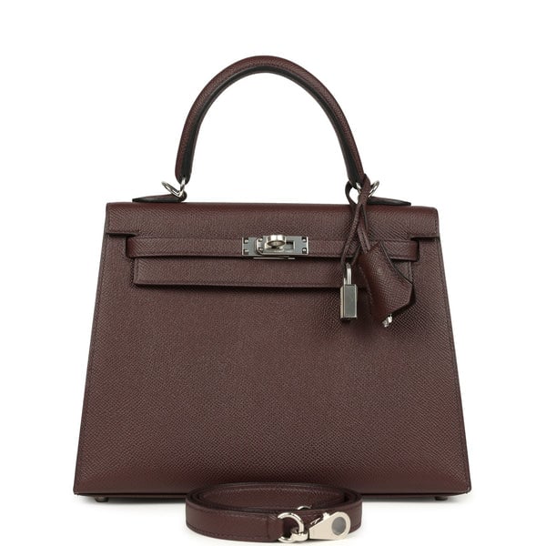 Hermes Hermes Kelly Sellier 25 Rouge Sellier Epsom Palladium Hardware