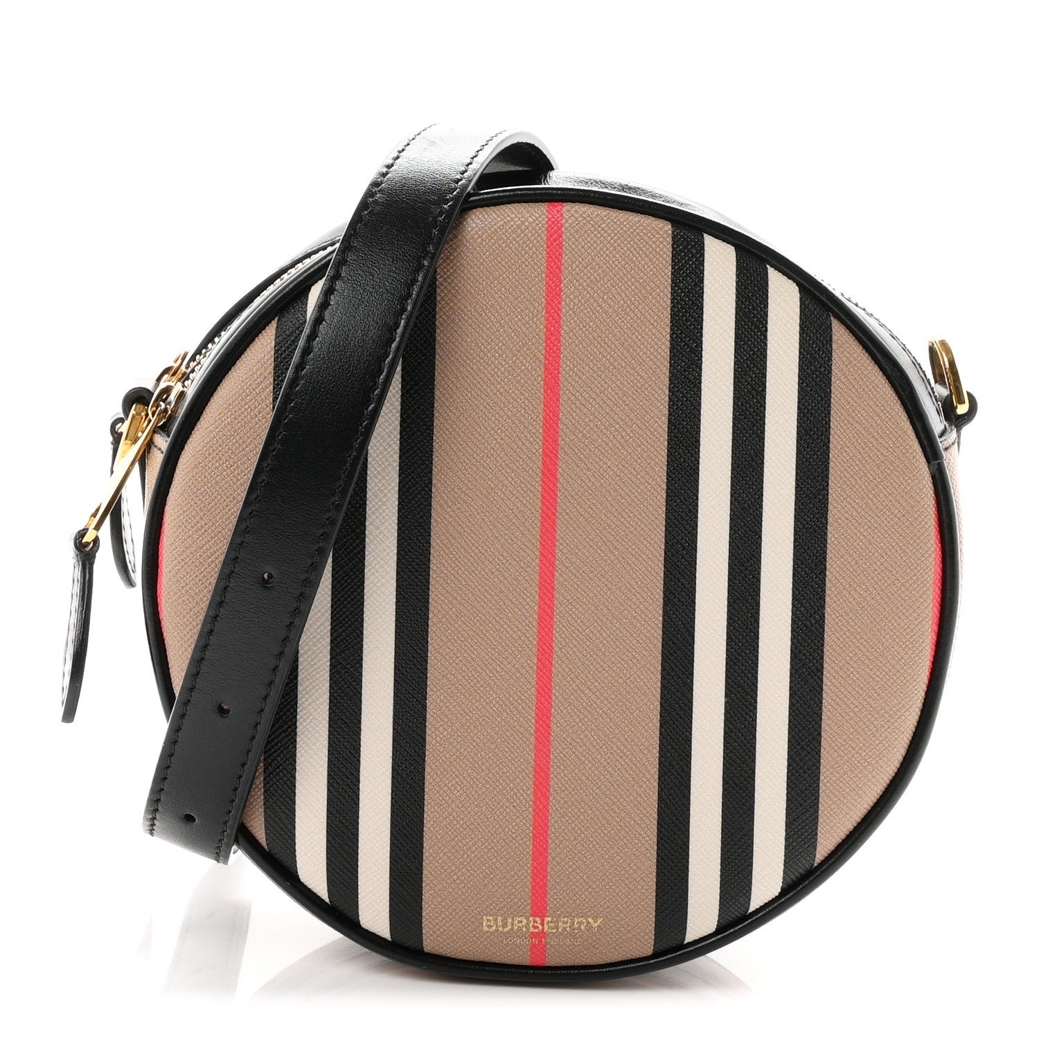 Burberry E-Canvas Calfskin Icon Stripe Louise Bag Archive Beige