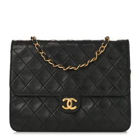 Chanel Lambskin Quilted Small Single Flap Bag Black