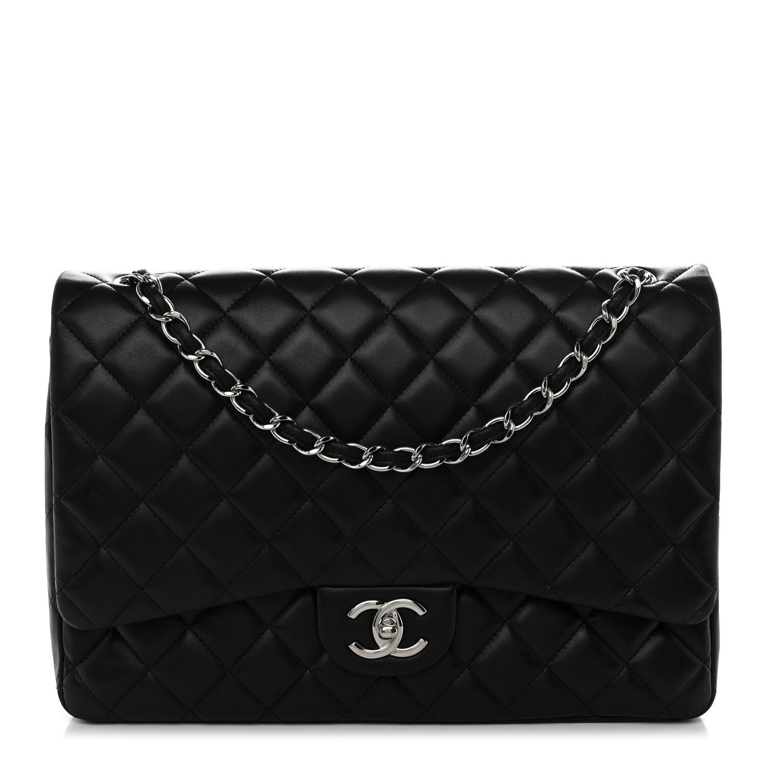 Chanel Lambskin Quilted Maxi Double Flap Black