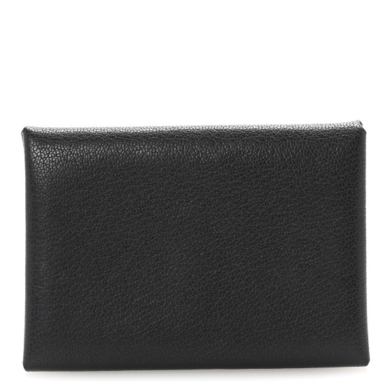 Hermes Chevre Mysore Calvi Duo Card Case Black