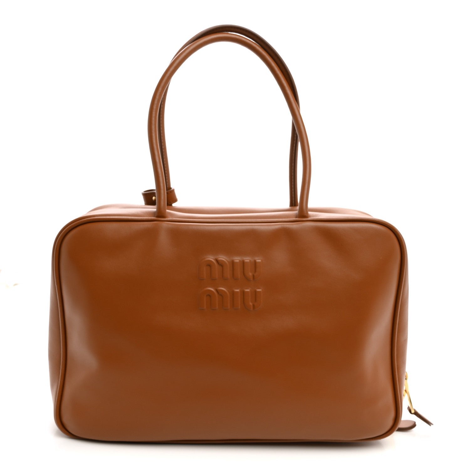 Miu Miu Soft Calf Softy Large Beau Top Handle Bag Cognac