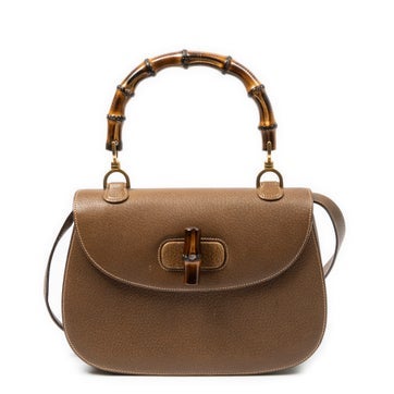 Leather Vintage Bamboo Top Handle Flap