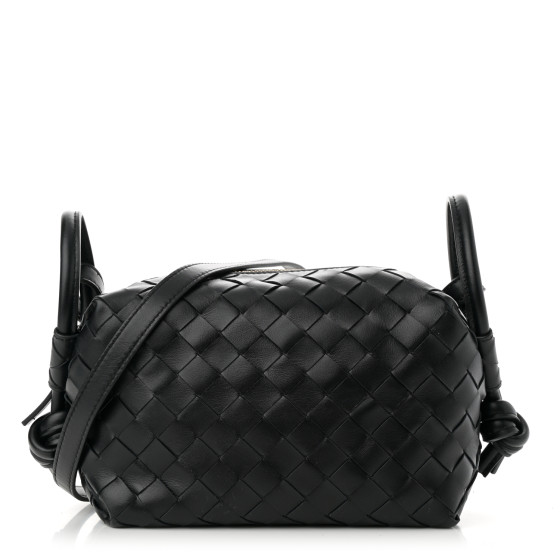 Bottega Veneta Calfskin Intrecciato Small Loop Top Handle Black