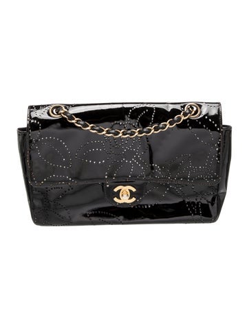 Medium Camellia Perforated Flap Bag