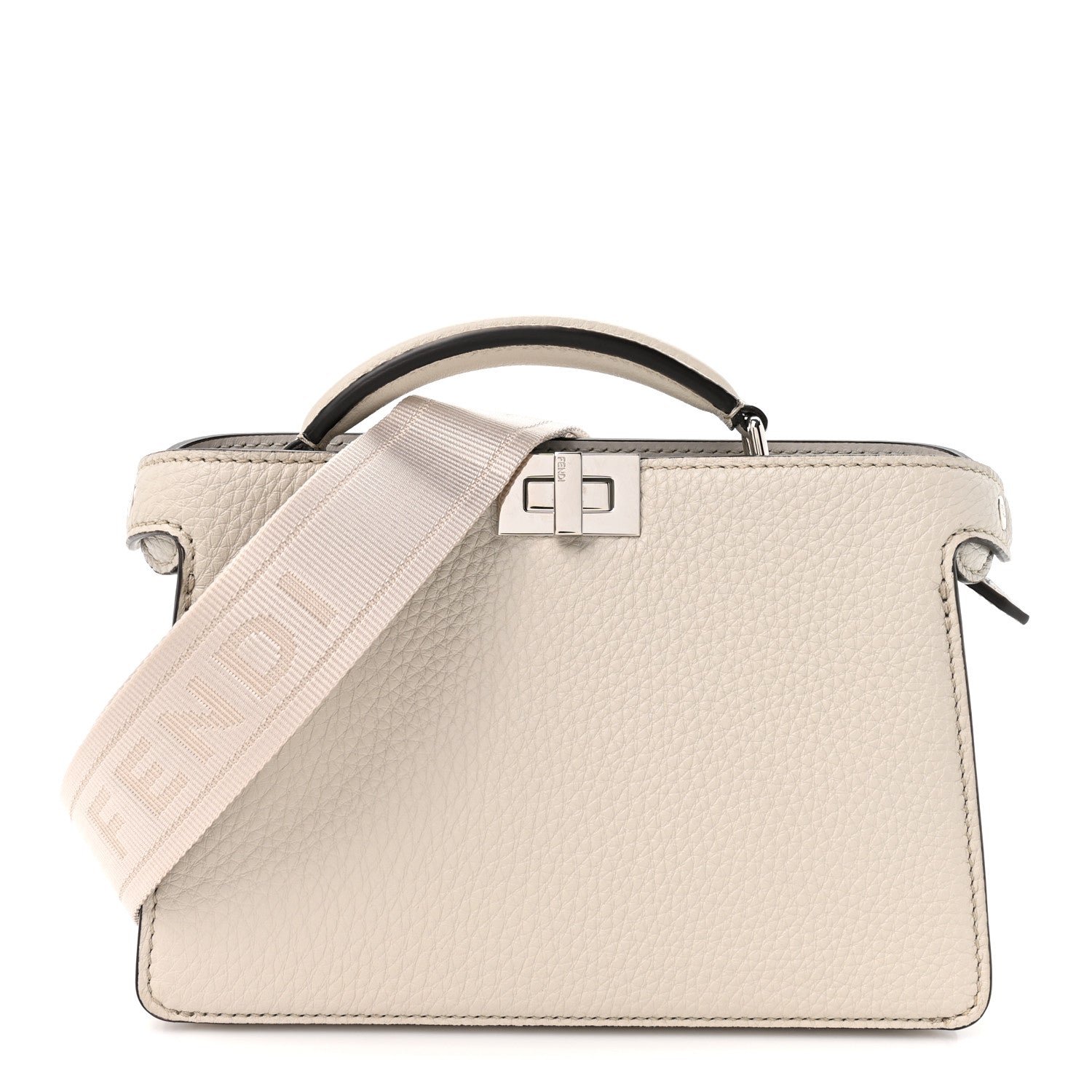 Fendi Cuoio Romano Vitello Cover Bi-Color Peekaboo I See U X Cross Satchel Ghiaia Oliva