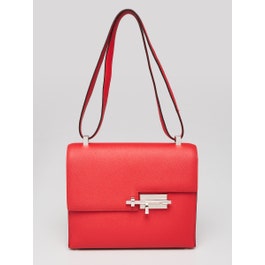 Hermes Hermes 23cm Rose Extreme Epsom Leather Palladium Plated Verrou Bag