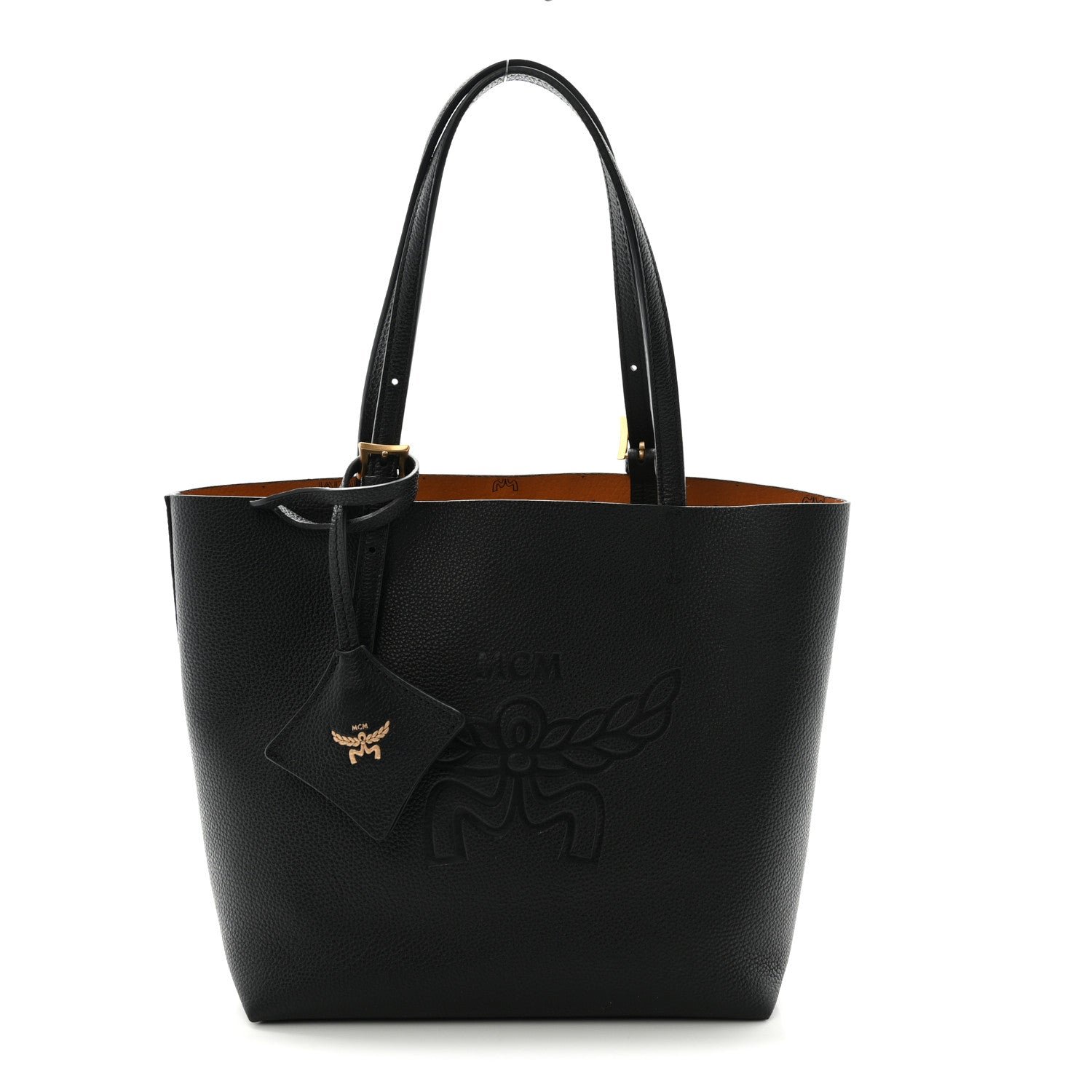MCM Grained Calfskin Mini Himmel Shopper Tote Black