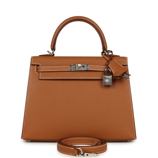Hermes Hermes Kelly Sellier 25 Gold Epsom Palladium Hardware