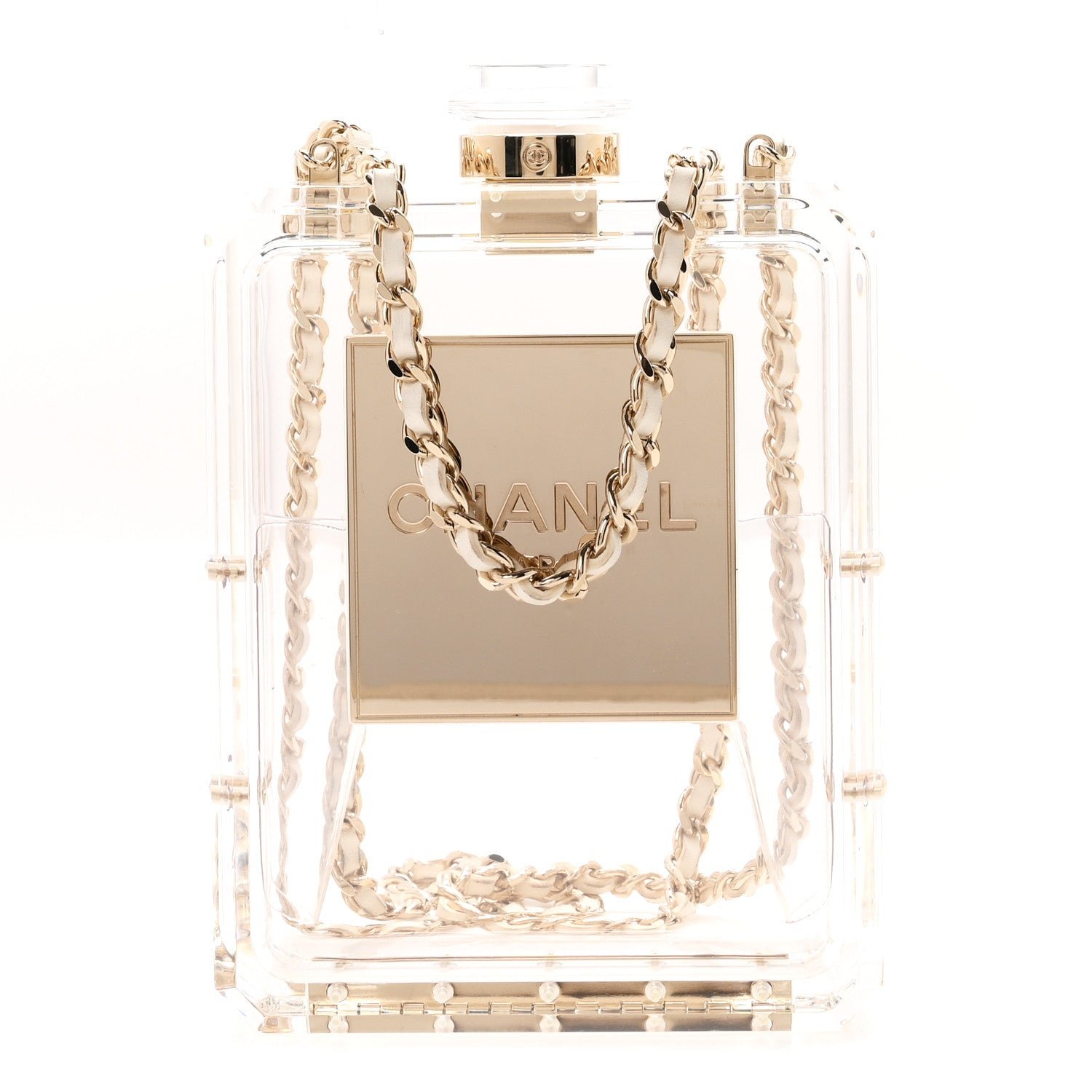 Chanel Transluscent Plexiglass Perfume Bottle Clutch