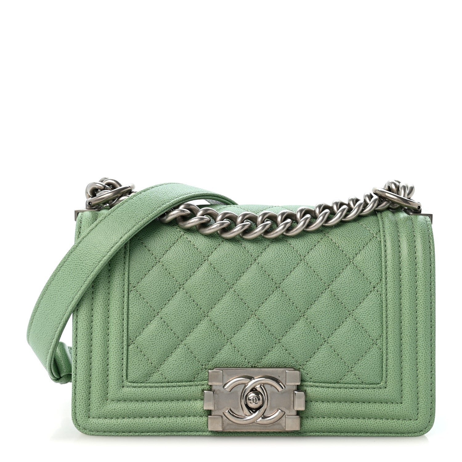 Chanel Caviar Quilted Small Boy Flap Green