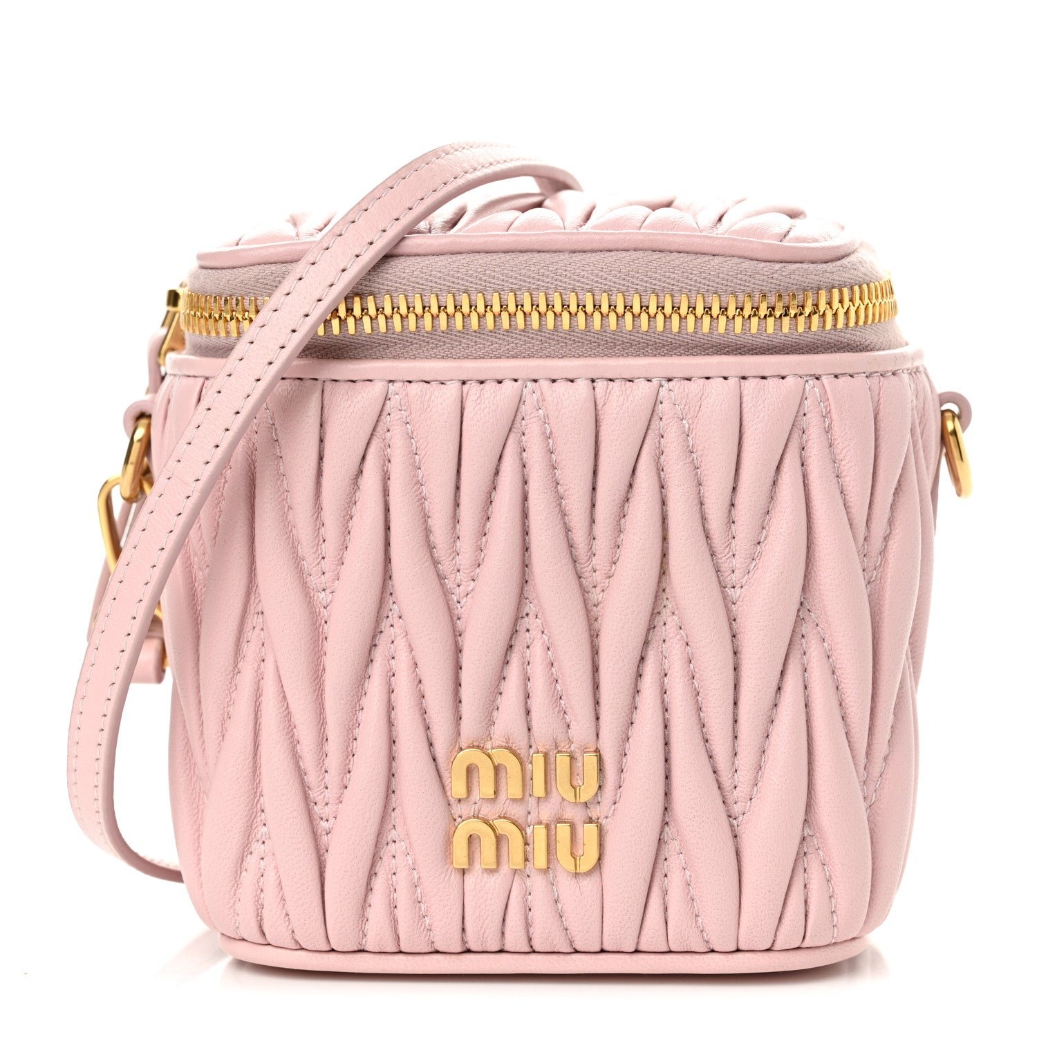 Miu Miu Nappa Matelasse Micro Vanity Case Alabastro