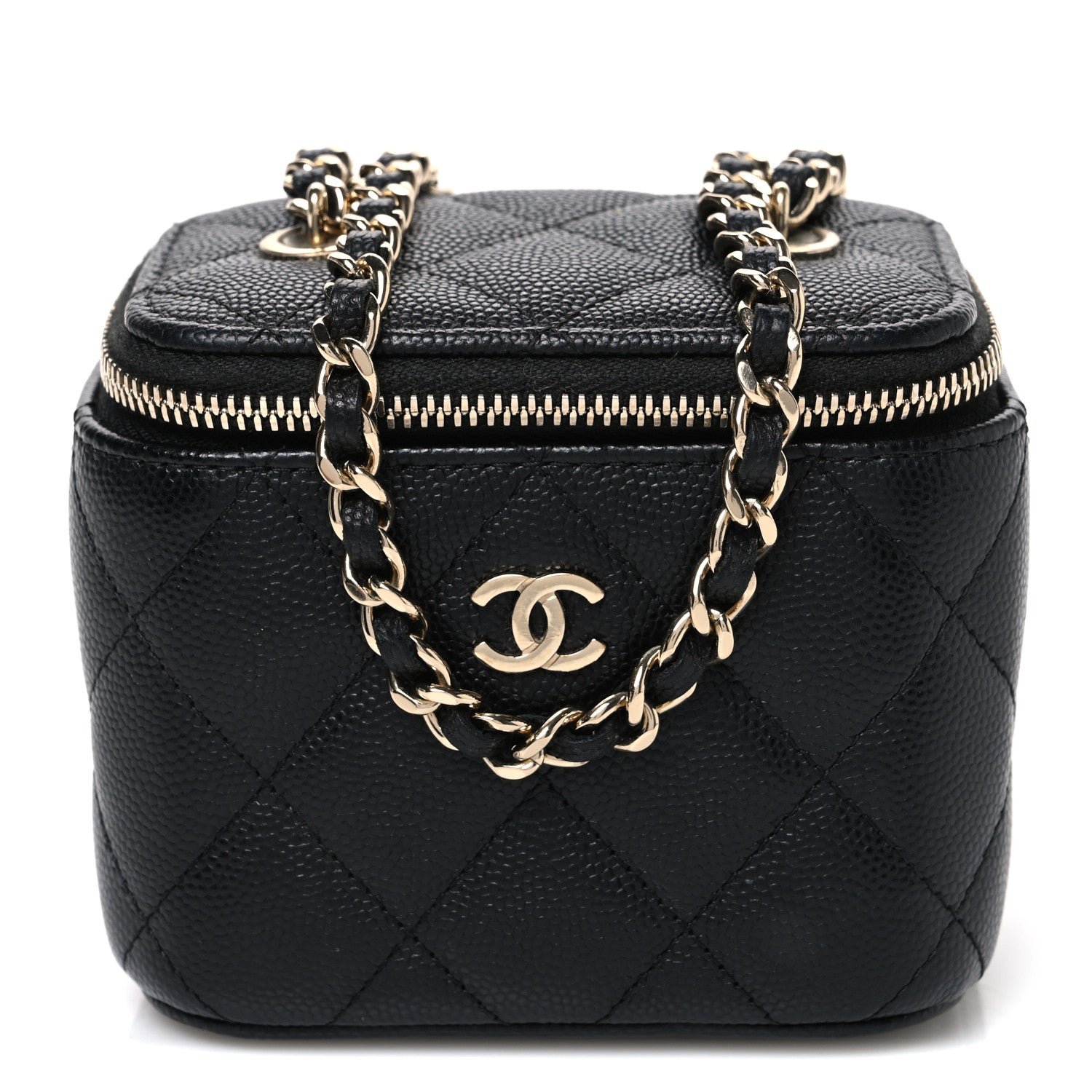 Chanel Caviar Quilted Mini Vanity Case With Chain Black