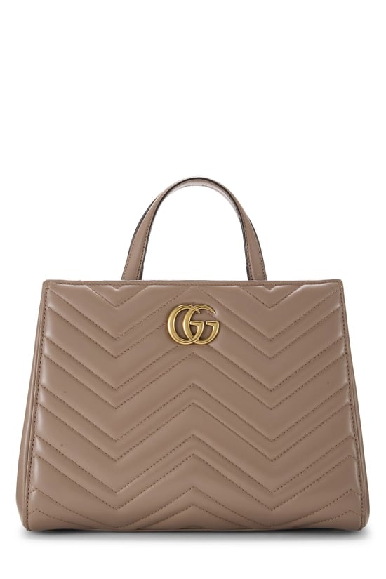 Pink Leather GG Marmont Top Handle Bag Small