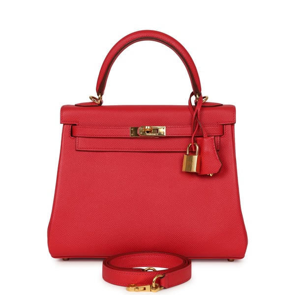 Pre-owned Hermes Kelly Retourne 25 Bougainvillea Epsom Gold Hardware