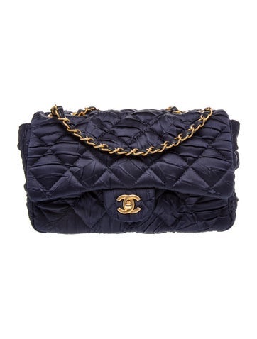 2018 Pleated Satin Medium Flap Bag