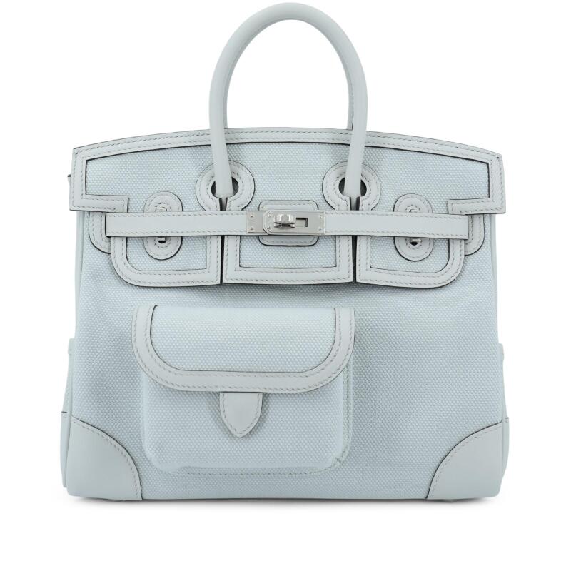 Hermes Limited Edition Gris Platine Goeland Toile and Swift Cargo Birkin 25 Palladium Hardware, 2025