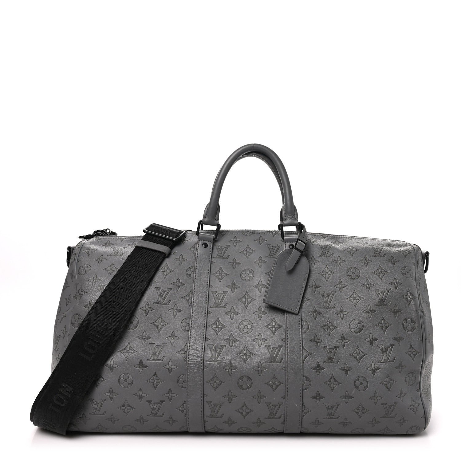 Louis Vuitton Calfskin Monogram Shadow Keepall Bandouliere 50 Anthracite Gray