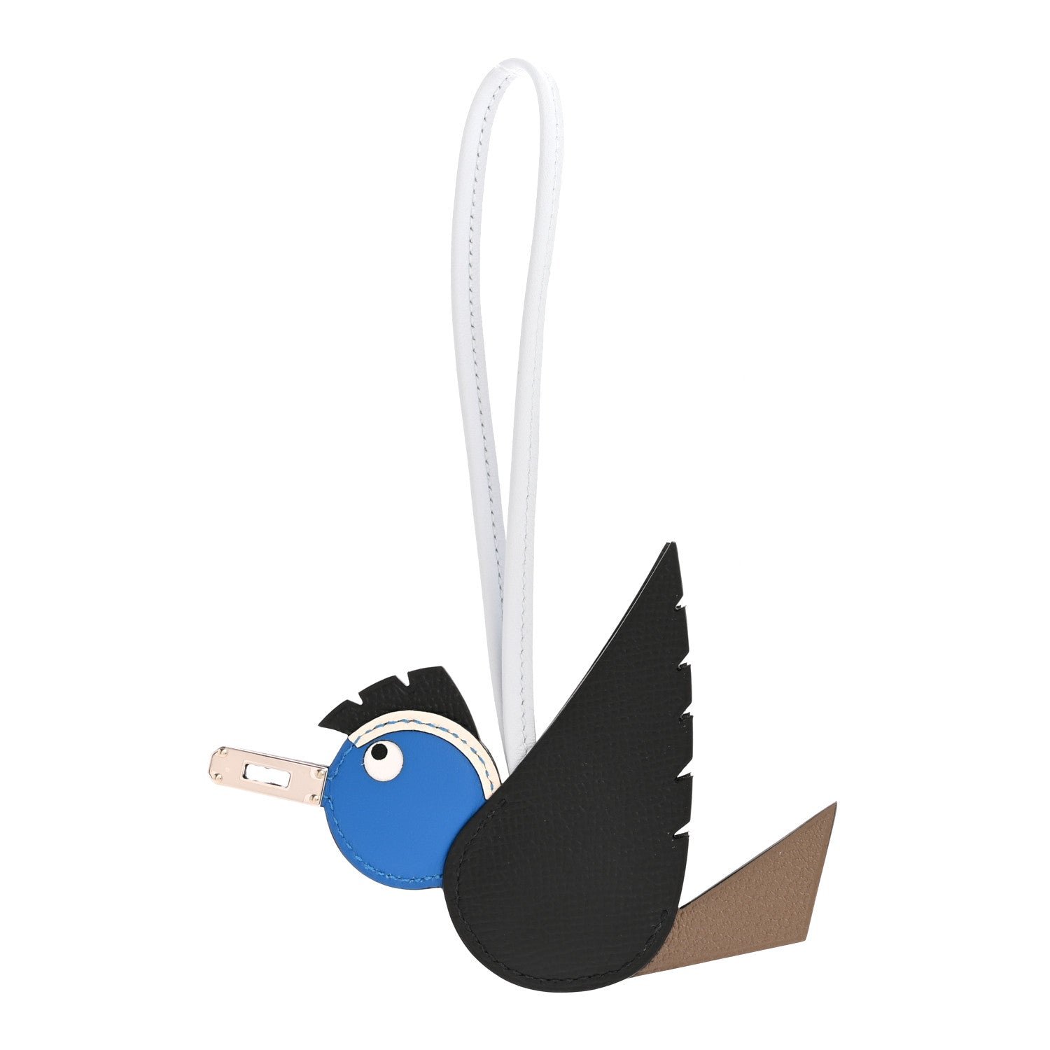 Hermes Hermes Epsom Swift Chevre Mysore Birdy Bag Charm Black Etoupe Bleu Hydra Bleu Brume
