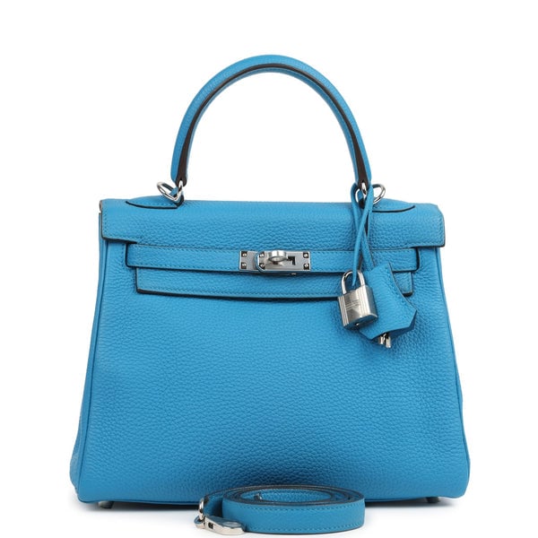 Hermes Hermes Kelly Retourne 25 Bleu Zanzibar Togo Palladium Hardware
