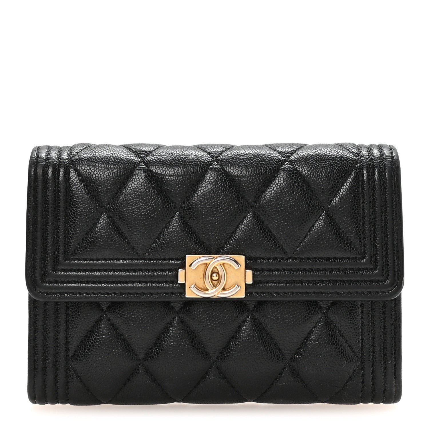 Chanel Caviar Quilted Medium Boy Flap Wallet Black