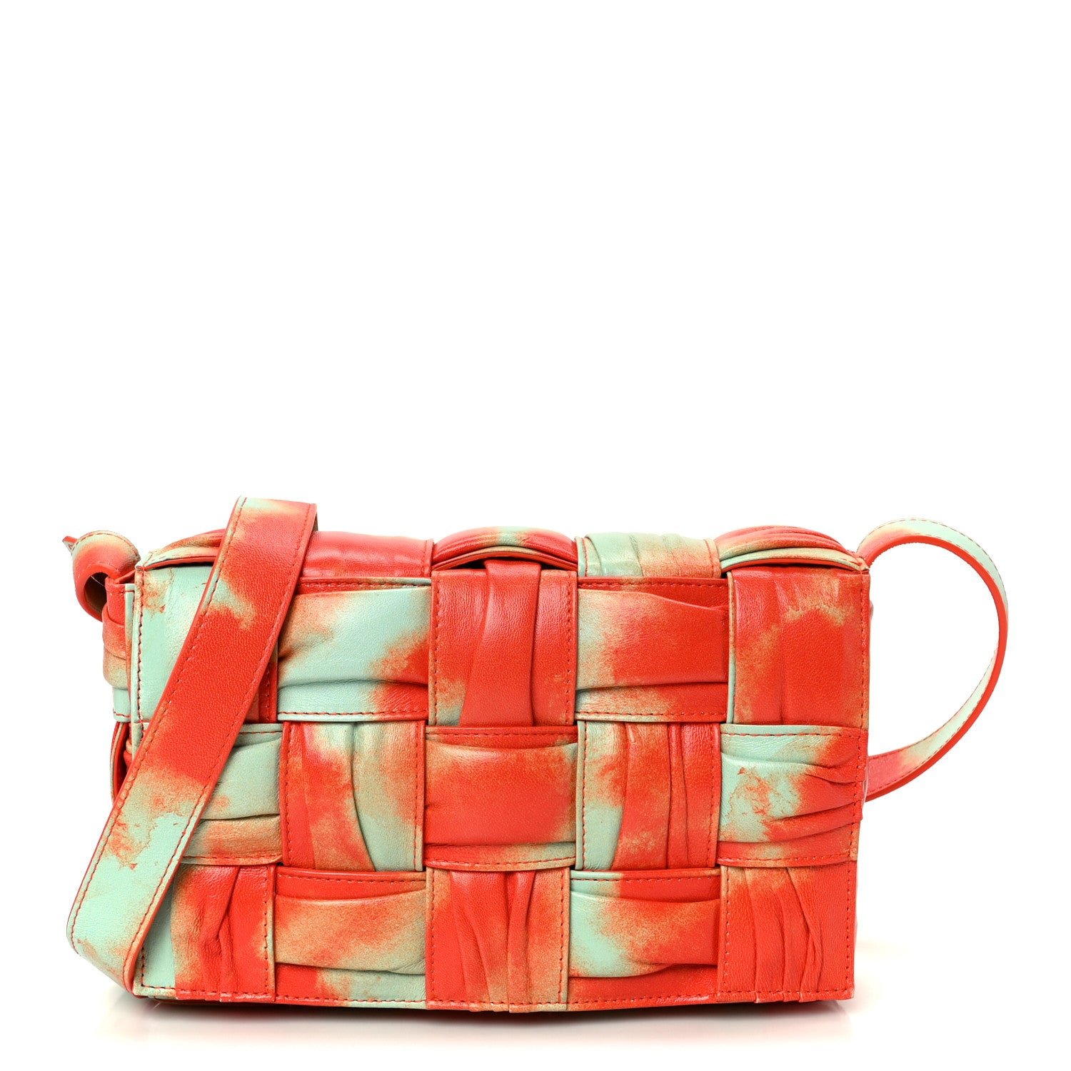 Bottega Veneta Calfskin Intreccio Plisse Tie Dye Camera Bag Multicolor