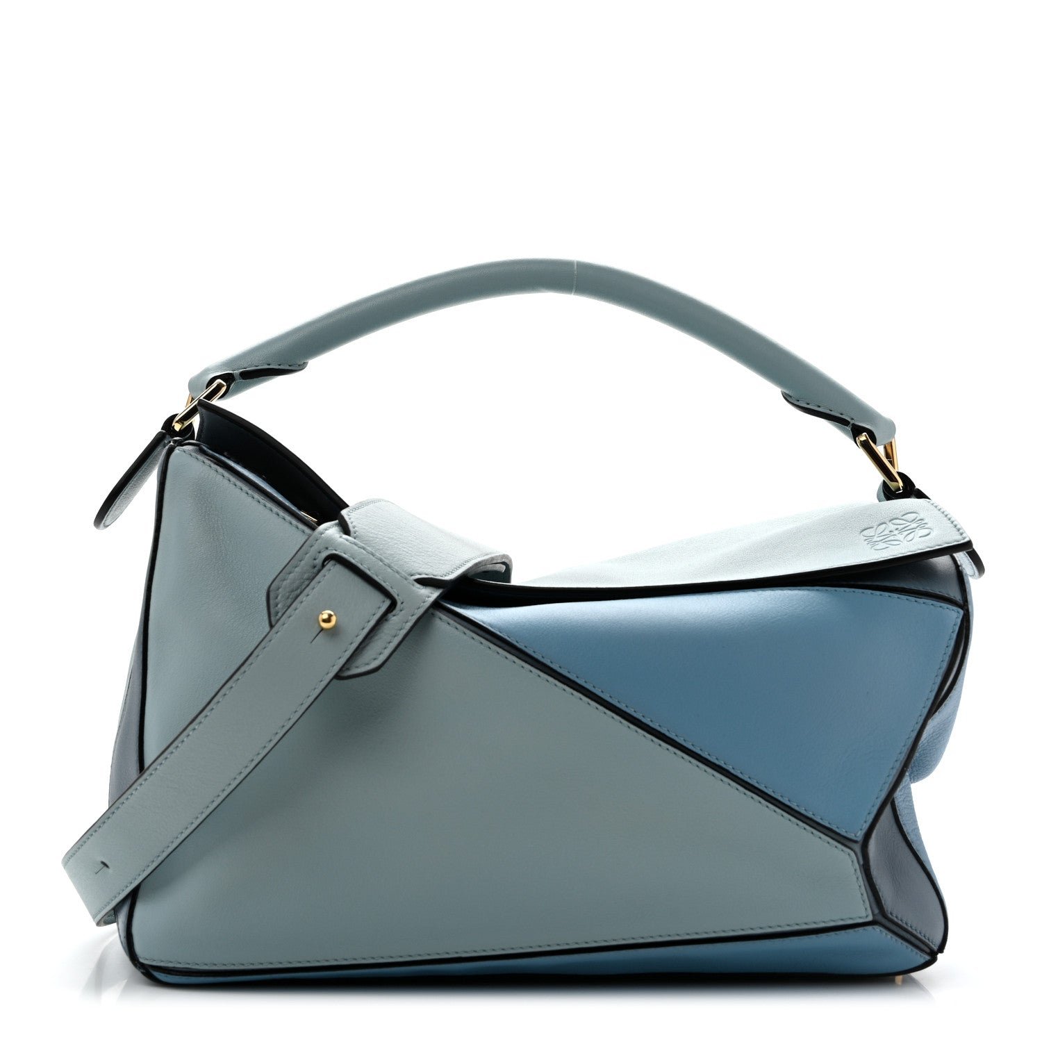 Loewe Calfskin Medium Puzzle Bag Aqua Light Blue Stone Blue