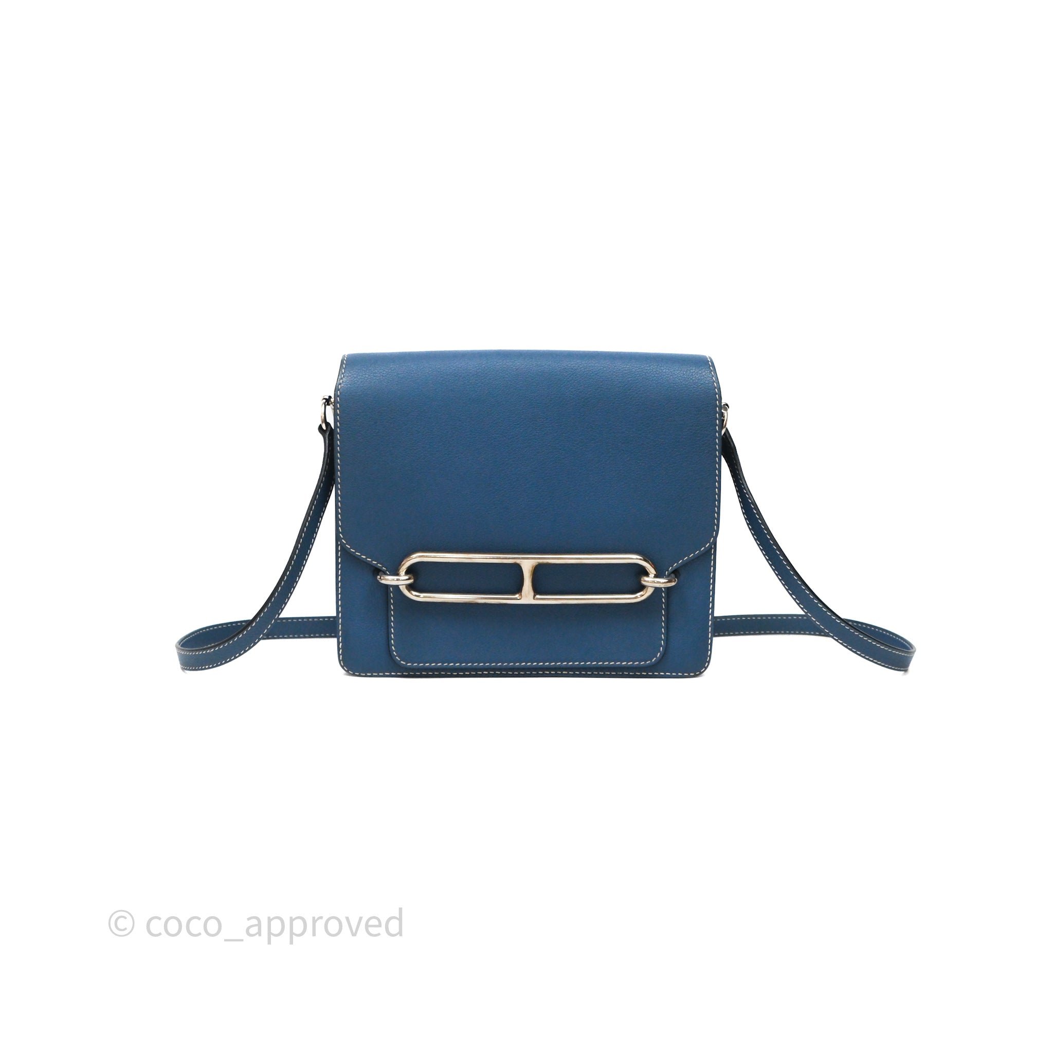 Hermes Hermès Roulis 23 Blue Evercolor Palladium Hardware