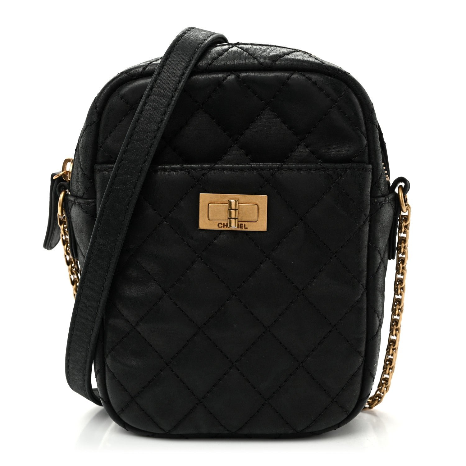 Chanel Nubuck Iridescent Calfskin Quilted Reissue Camera Case Black