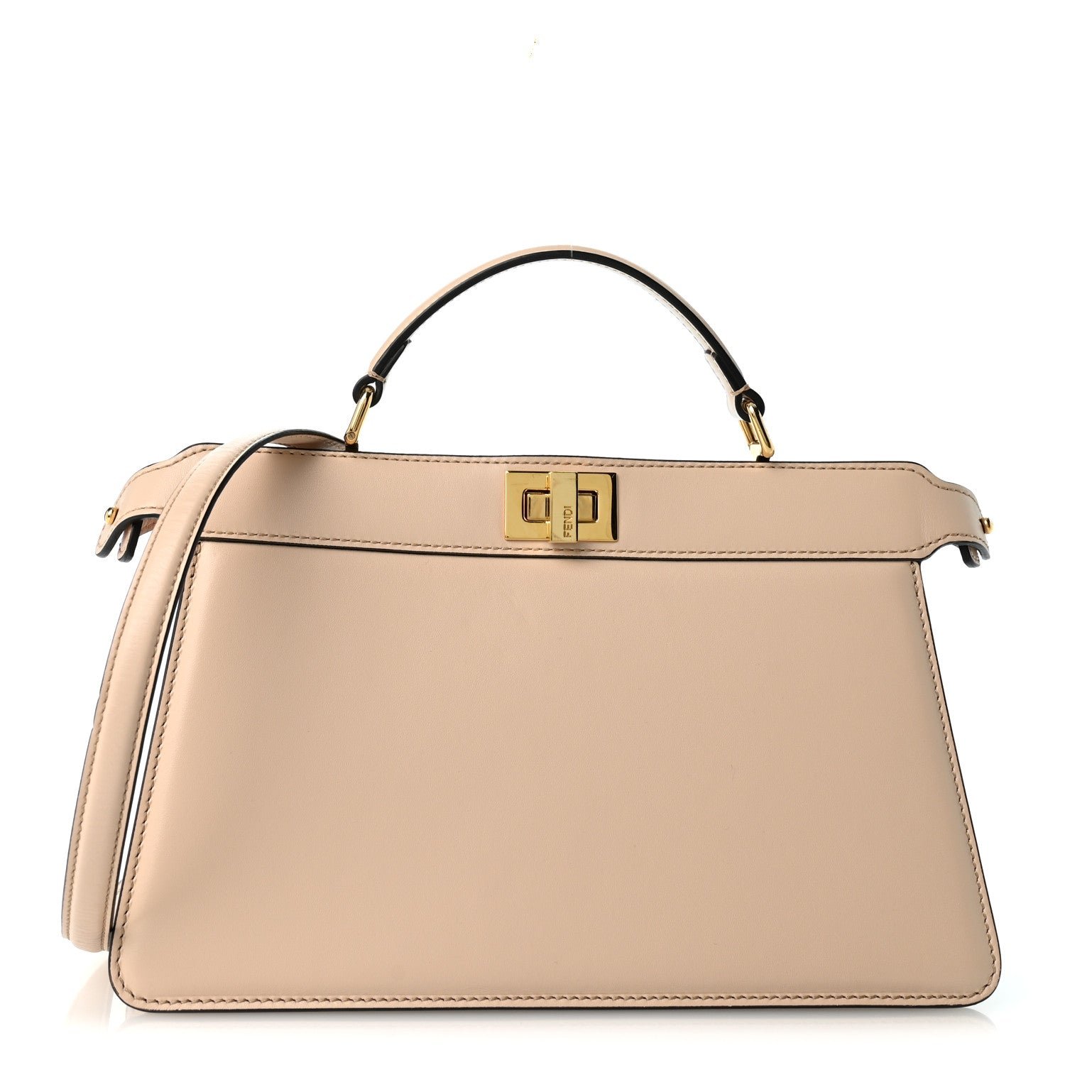 Fendi Vitello King Luxor Shiny Nappa Medium Peekaboo I SEE U East West Satchel Light Rose