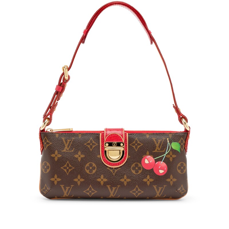 Takashi Murakami Red Lizard Monogram Cerises Pochette Gold Hardware, 2005