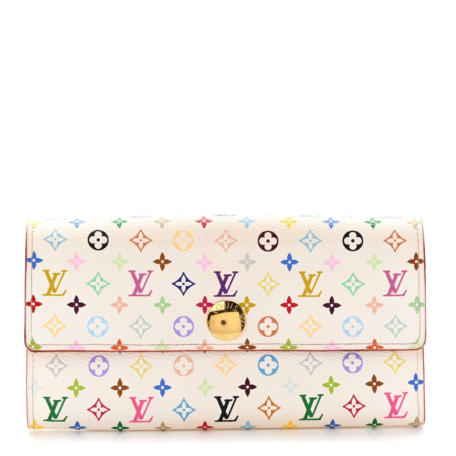 Louis Vuitton Monogram Multicolor Sarah Wallet White Citron