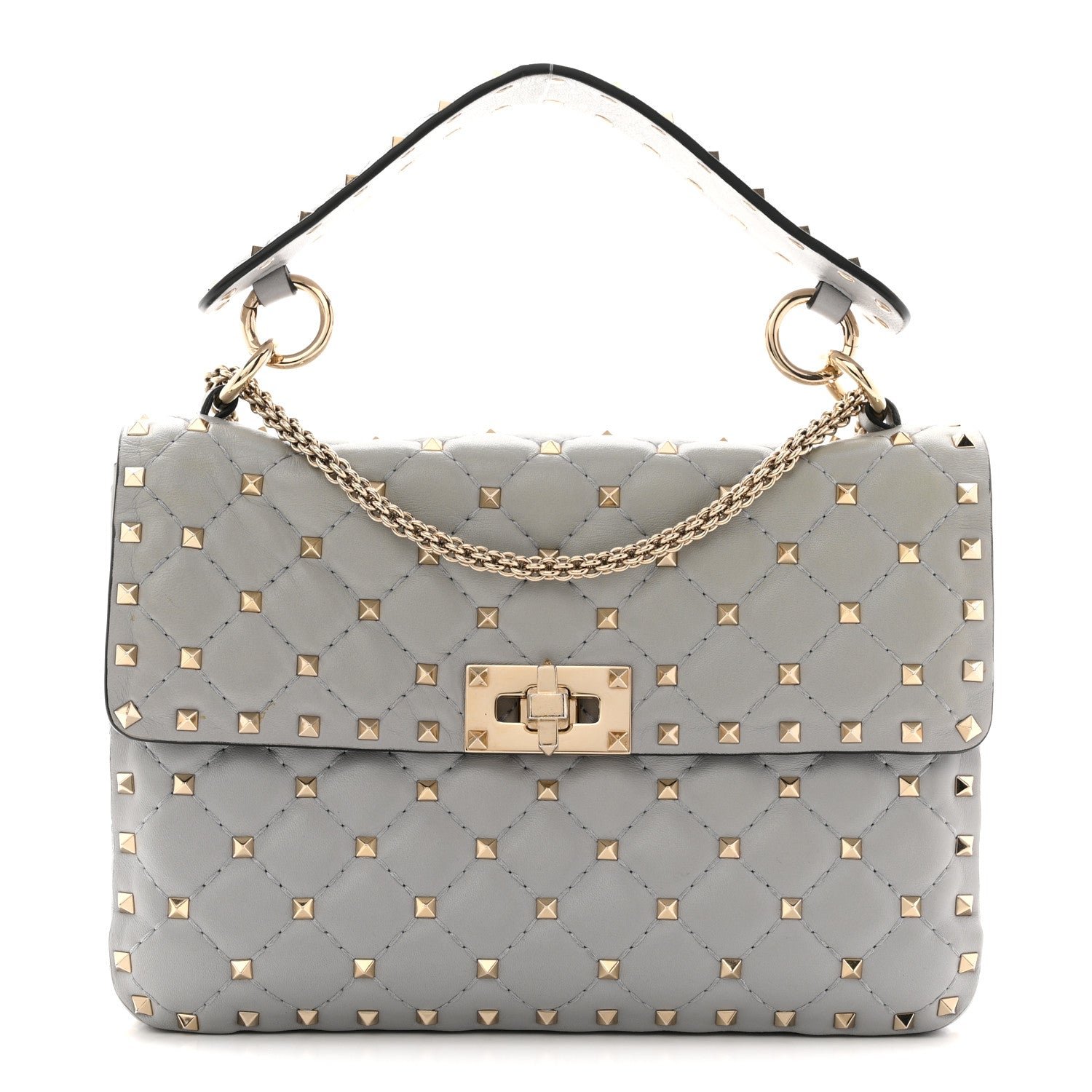 Valentino Garavani Valentino Garavani Nappa Medium Rockstud Spike Shoulder Bag Pastel Grey