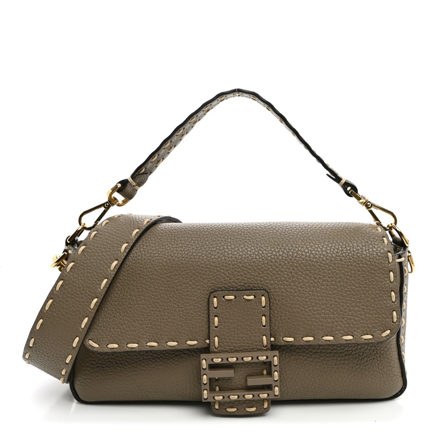 Fendi Cuoio Roma Sellerissima Nappa Sintetica Tape Stitch Mini Baguette Tempesta
