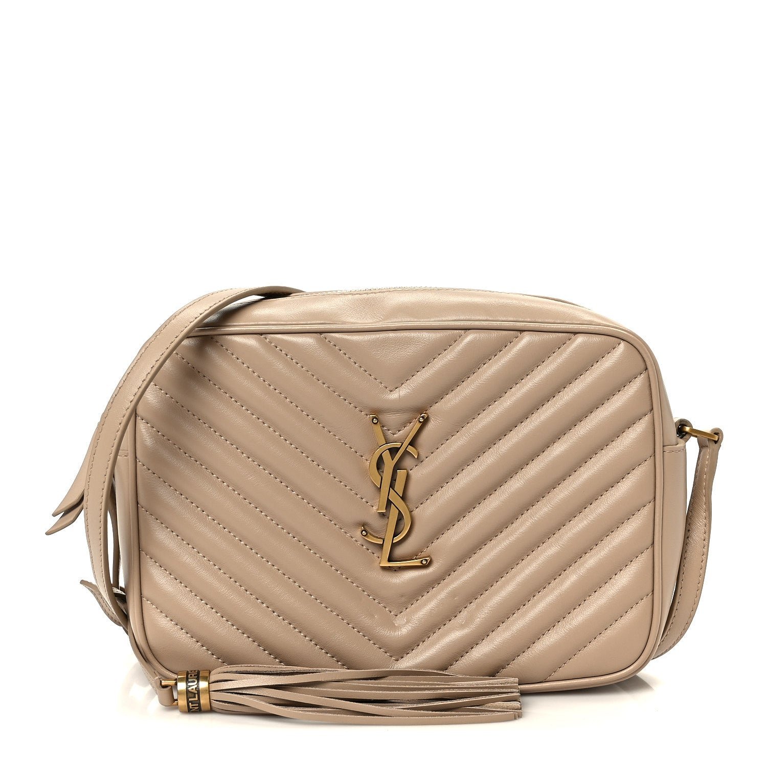 Saint Laurent Calfskin Matelasse Monogram Lou Camera Bag Nude Powder